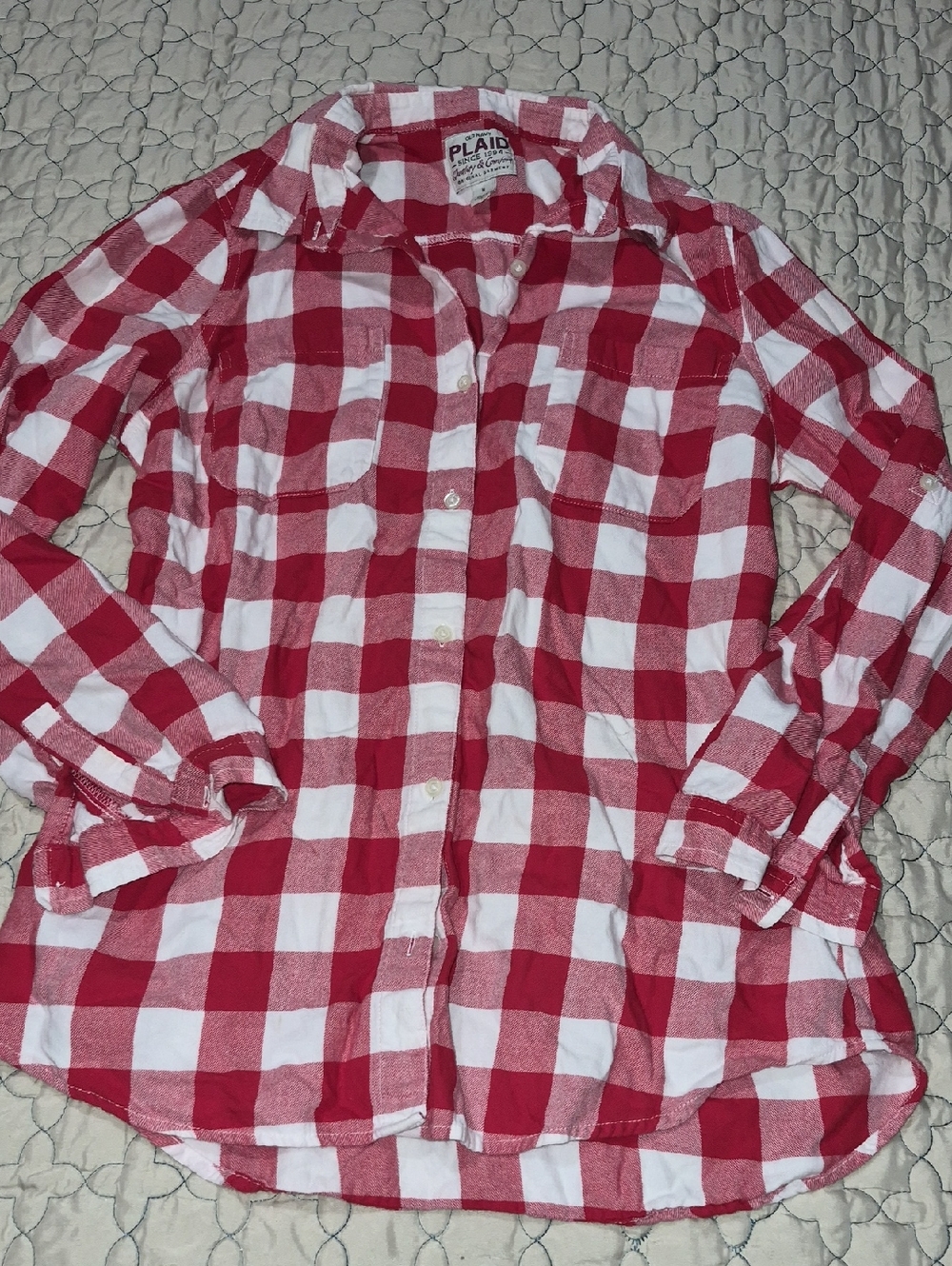 Old Navy Red and White Check Button-Down Shirt